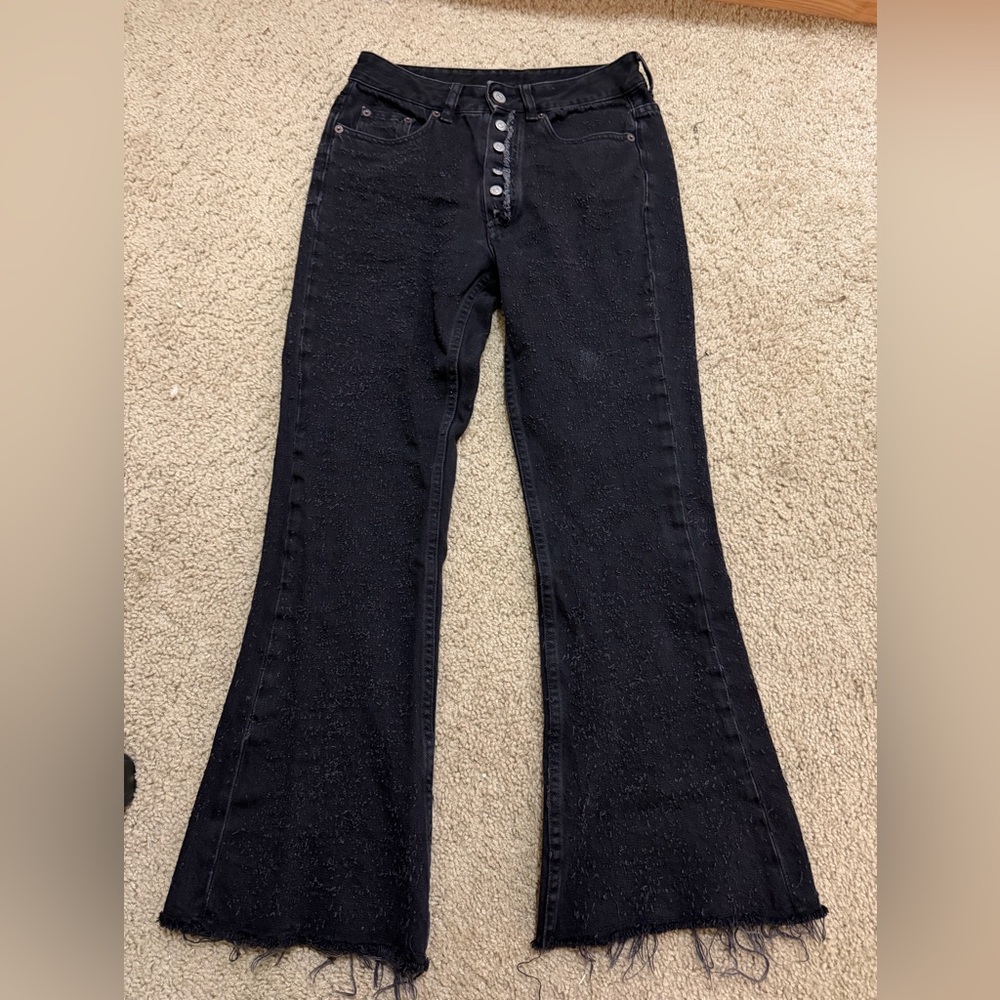 MM6 Maison Martin Margiela Black Flared Wide-Leg Jeans